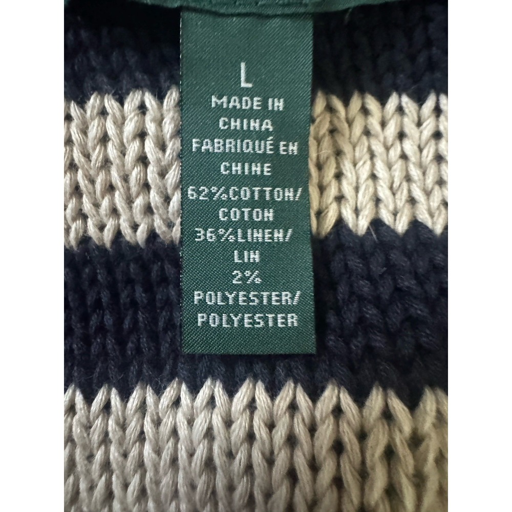 LRL Lauren Jeans Aztec Linen Cotton Cardigan Sweater Striped Shawl Collar Large - Picture 9 of 9